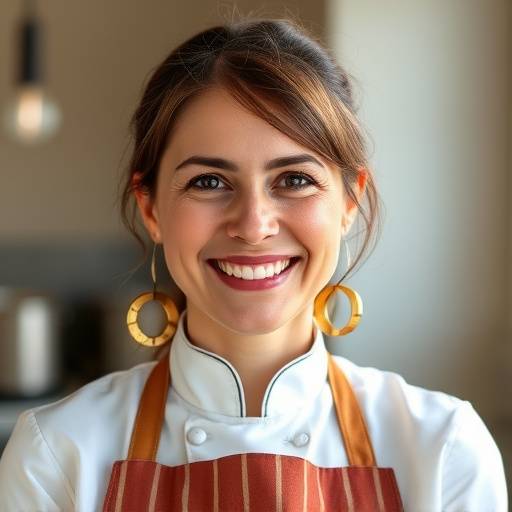 Portrait de Chef Isabelle Moreau, souriante et professionnelle.